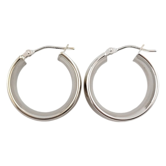 14K White Gold Wide Hoop Earrings #16130